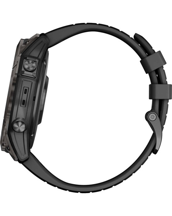 GARMIN Fenix 7X Pro Sapphire Solar Titanium Carbon Gray DLC with Black Silicone Band