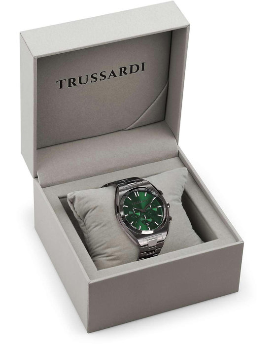 TRUSSARDI Metropolitan Dual Time Black Metallic Bracelet