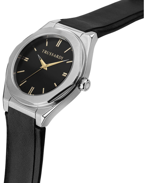 TRUSSARDI Brink Black Leather Strap