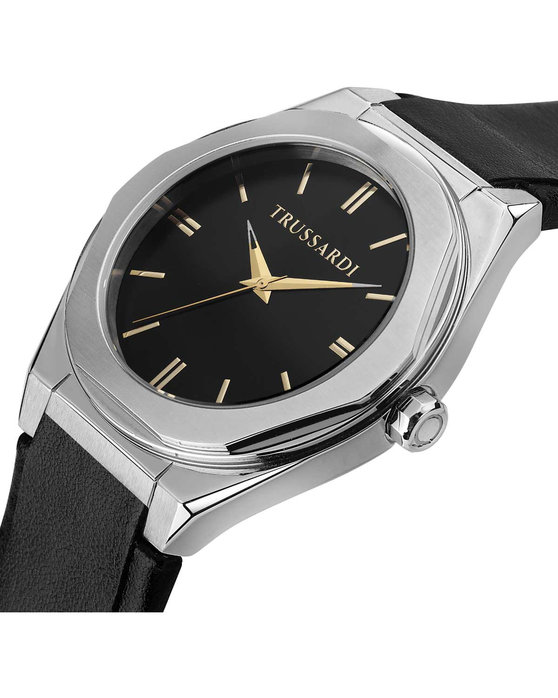 TRUSSARDI Brink Black Leather Strap