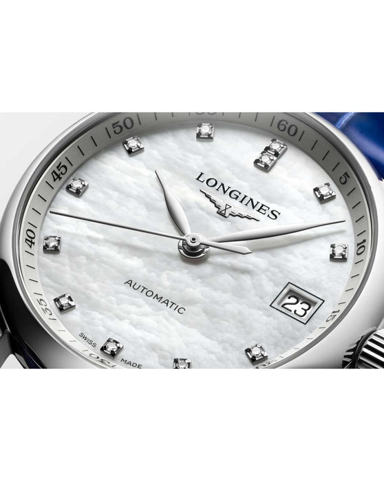 LONGINES The LONGINES Master Collection Diamonds Automatic Blue Leather Strap