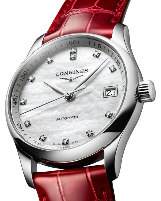 LONGINES The LONGINES Master Collection Diamonds Automatic Red Leather Strap