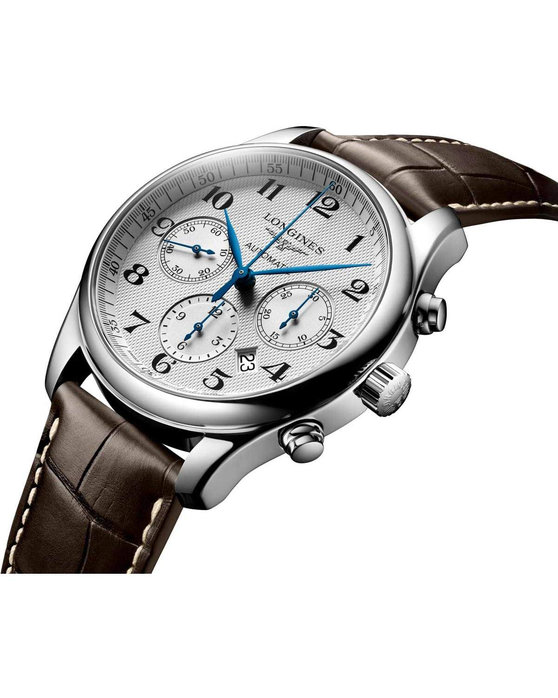 LONGINES The LONGINES Master Collection Automatic Chronograph Brown Leather Strap kosmima.gr