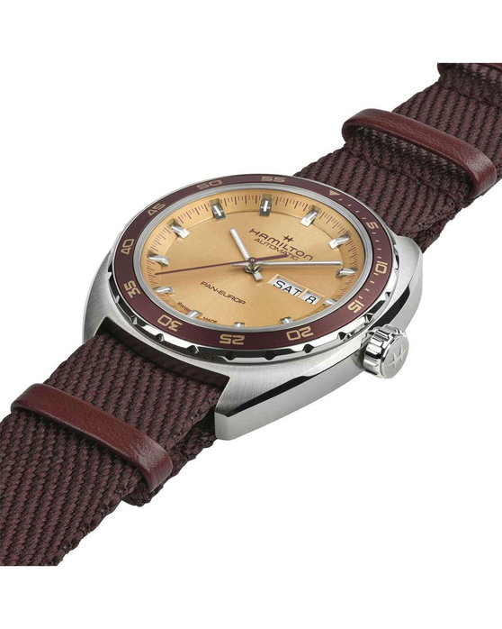 HAMILTON American Classic Pan Europ Automatic Beige Leather Strap Gift Set