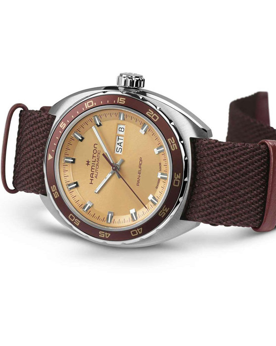 HAMILTON American Classic Pan Europ Automatic Beige Leather Strap Gift Set