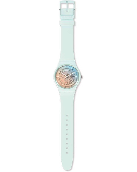 SWATCH Fleetingly Iceblue White Silicone Strap