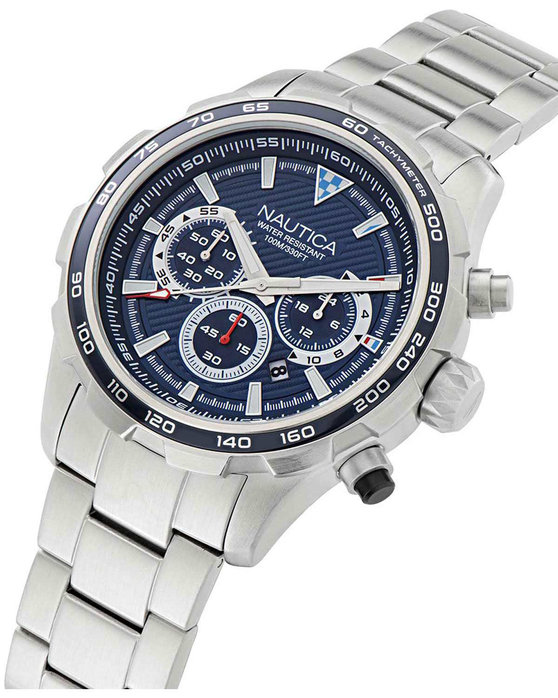 NAUTICA NST Chronograph Silver Stainless Steel Bracelet Gift Set