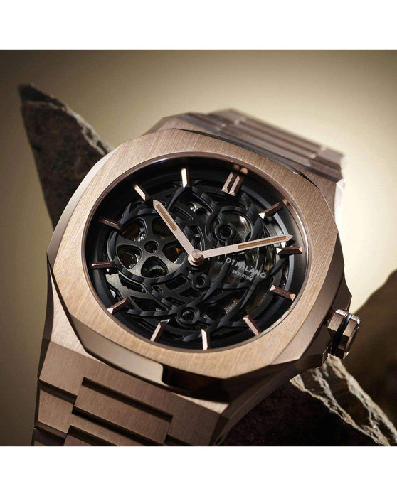 D1 MILANO Skeleton Automatic Rose Gold Stainless Steel Bracelet