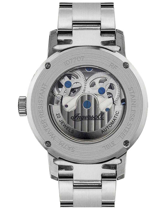 INGERSOLL Jazz Automatic Dual Time Silver Stainless Steel Bracelet