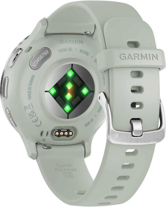 GARMIN Venu 3S Silver Bezel with Sage Gray Silicone Band