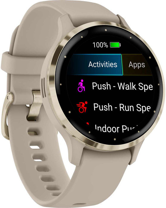 GARMIN Venu 3S Soft Gold Bezel with French Gray Silicone Band