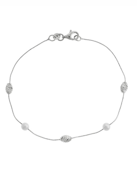 14ct White Gold Bracelet with Pearl by SAVVIDIS