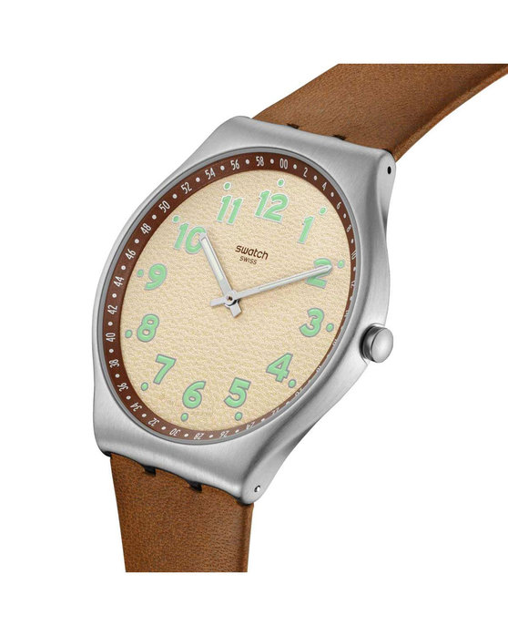 SWATCH Tabby Hepcat with Brown Leather Strap