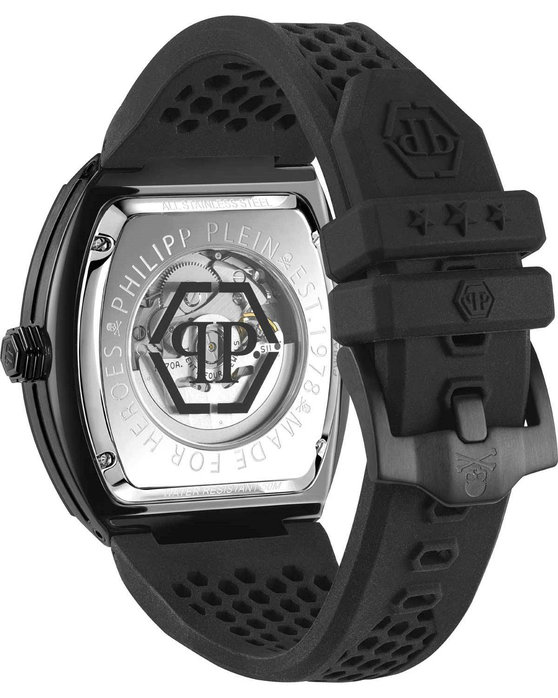 PHILIPP PLEIN The Skeleton Crystals Automatic Black Rubber Strap