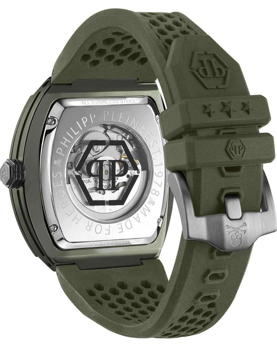 PHILIPP PLEIN The Skeleton Automatic Khaki Rubber Strap