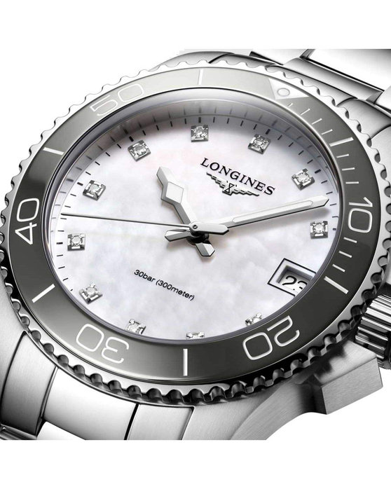 LONGINES HydroConquest Diamonds Silver Stainless Steel Bracelet