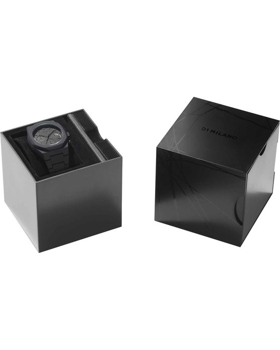 D1 MILANO Polychrono Project Shadow Chronograph Black Polycarbonate Bracelet