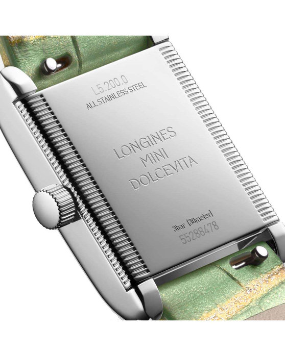 LONGINES Mini DolceVita Diamonds Green Leather Strap