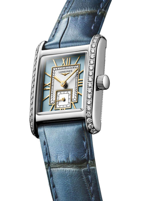 LONGINES Mini DolceVita Diamonds Blue Leather Strap