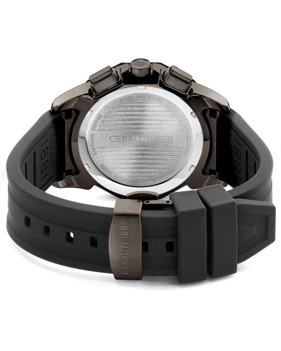 CERRUTI Molveno Dual Time Black Silicone Strap