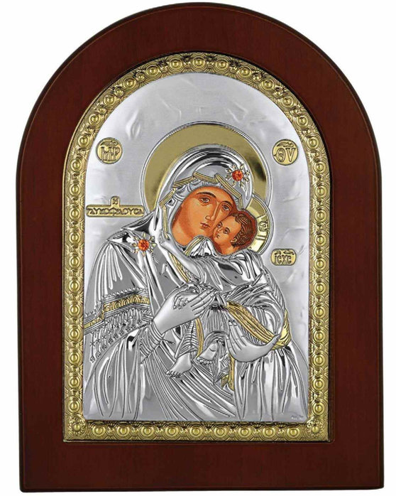 Ασημένια εικόνα Παναγία η Γλυκοφιλούσα PRINCE SILVERO (10 x 14 cm)
