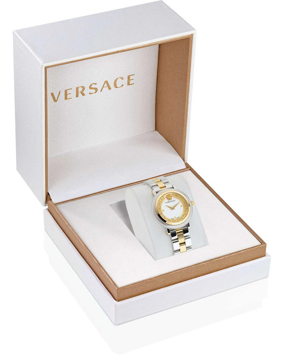 VERSACE Greca Flourish Two Tone Stainless Steel Bracelet