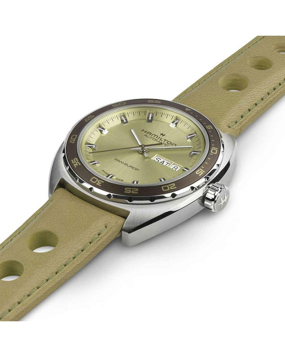 HAMILTON American Classic Pan Europ Automatic Green Leather Strap Gift Set