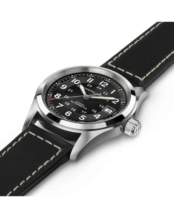 HAMILTON Khaki Field Automatic Black Leather Strap