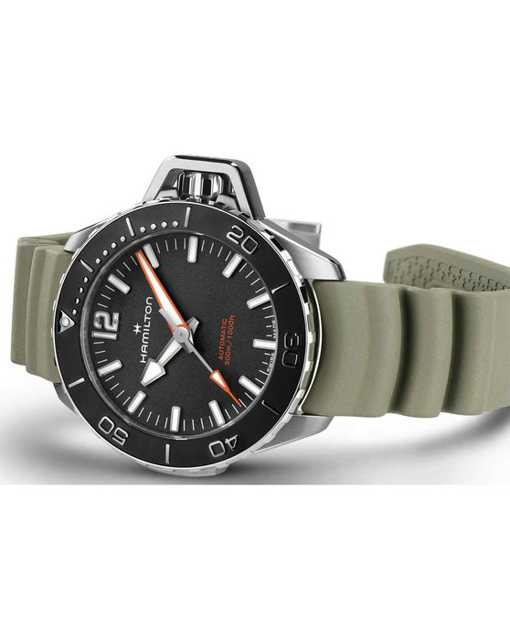 HAMILTON Khaki Navy Frogman Automatic Green Rubber Strap