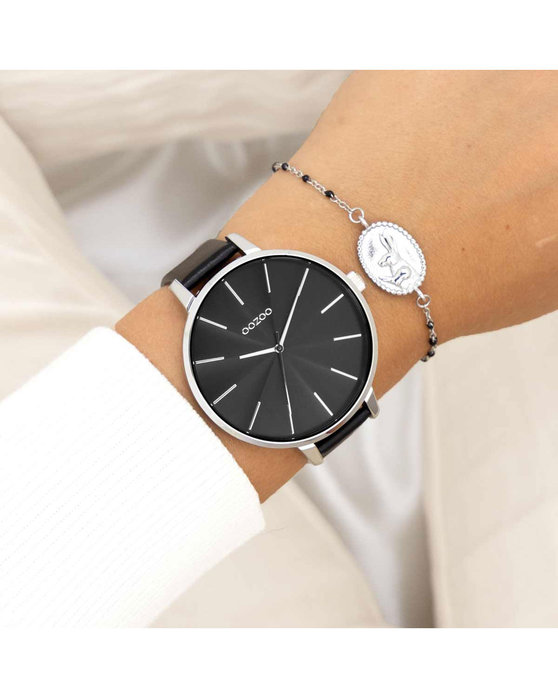 OOZOO Timepieces Black Leather Strap