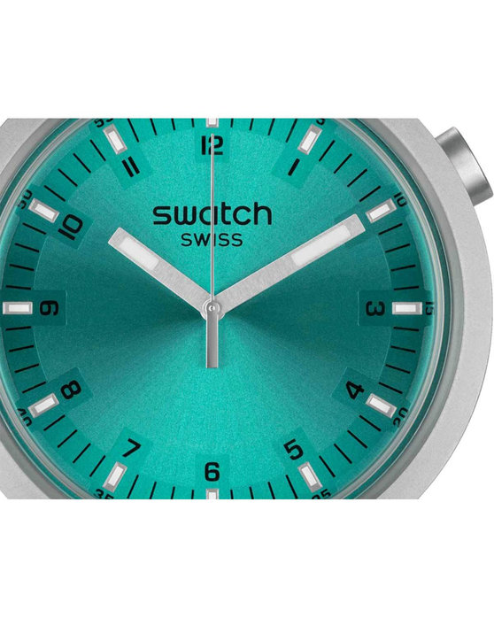 SWATCH Big Bold Irony Aqua Shimmer Silver Stainless Steel Bracelet