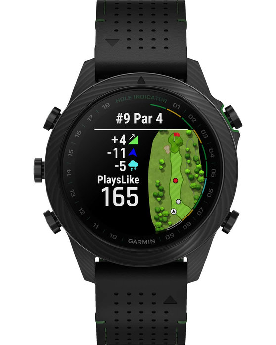 MARQ Golfer (Gen 2) Carbon Edition Leather/FKM Hybrid Black/Green Strap