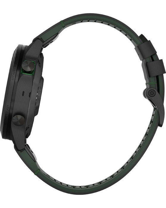 MARQ Golfer (Gen 2) Carbon Edition Leather/FKM Hybrid Black/Green Strap