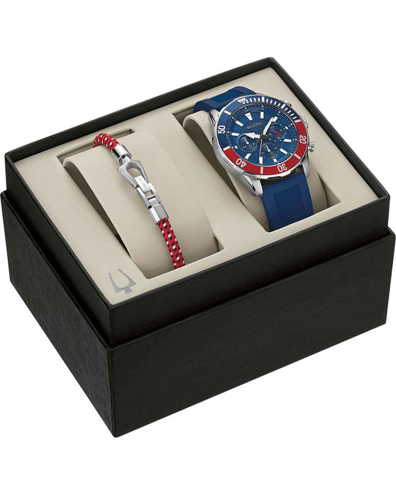 BULOVA classic Chronograph Blue Rubber Strap Gift Set