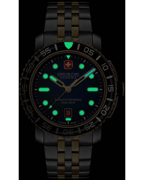 SWISS MILITARY HANOWA Black Marlin Two Tone Stainless Steel Bracelet