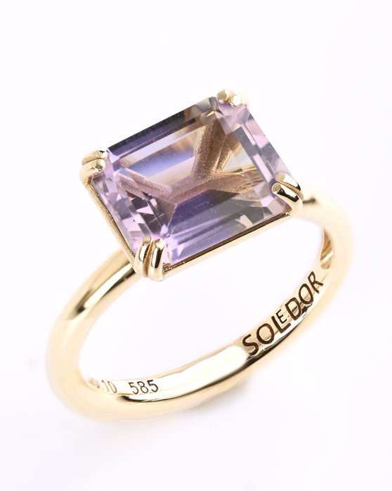 Δαχτυλίδι SOLEDOR από χρυσό 14Κ με αμετρίνη (Νο 54)