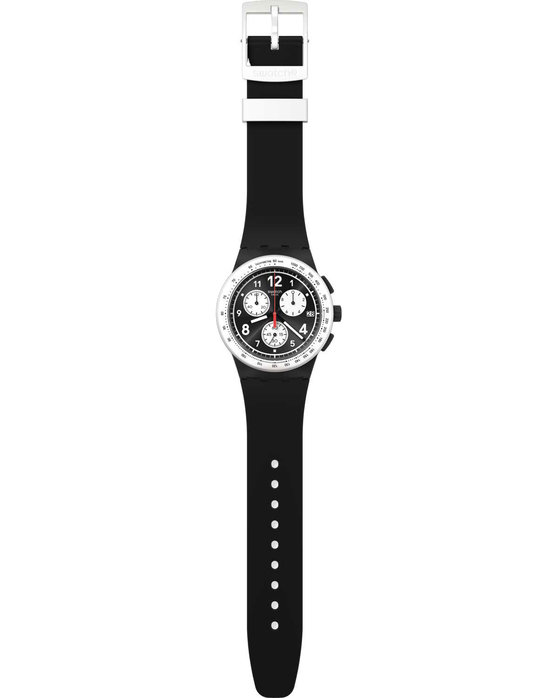 SWATCH Nothing Basic About Black Chronograph Black Silicone Strap