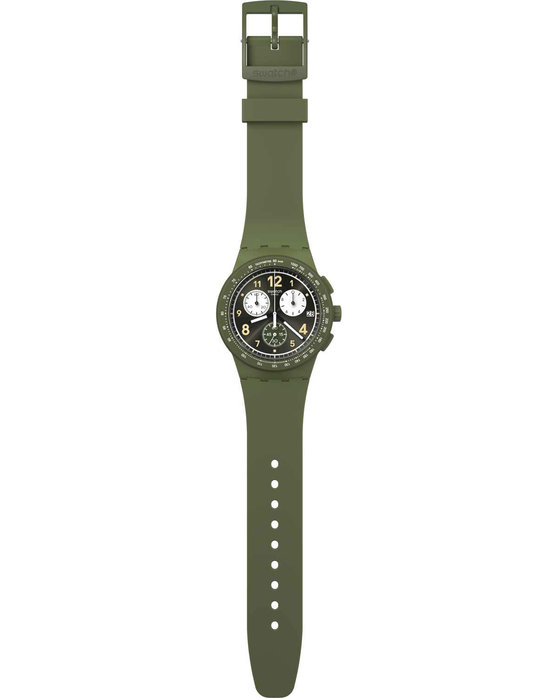 SWATCH Nothing Basic About Green Chronograph Green Silicone Strap