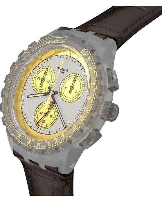 SWATCH Golden Radiance Chronograph Brown Leather Strap