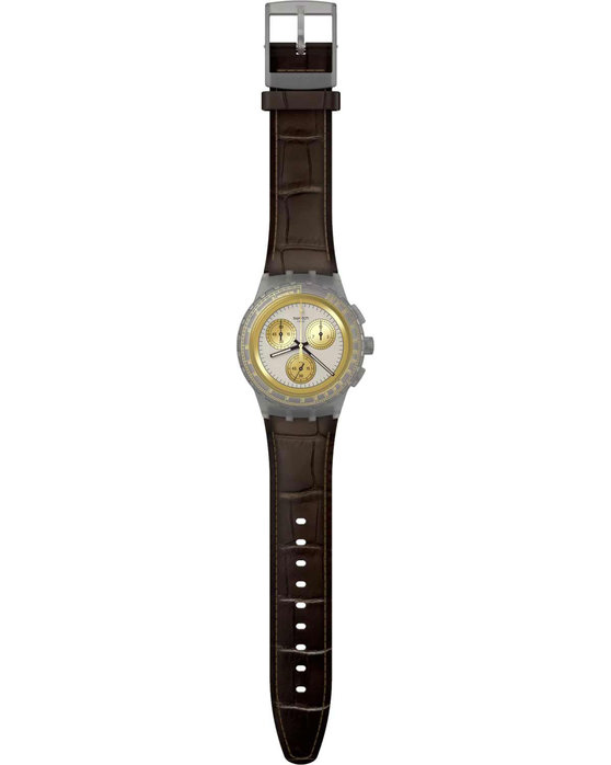 SWATCH Golden Radiance Chronograph Brown Leather Strap