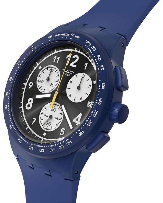 SWATCH Nothing Basic About Blue Chronograph Blue Silicone Strap