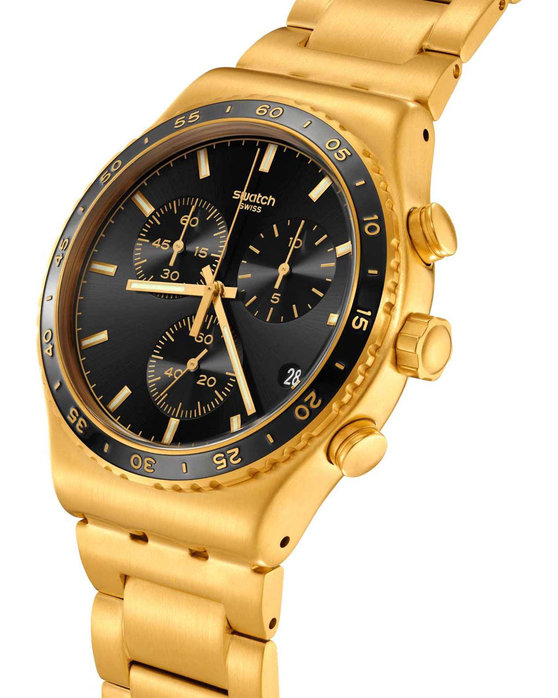 SWATCH In The Black Chronograph Gold Stainless Steel Bracelet