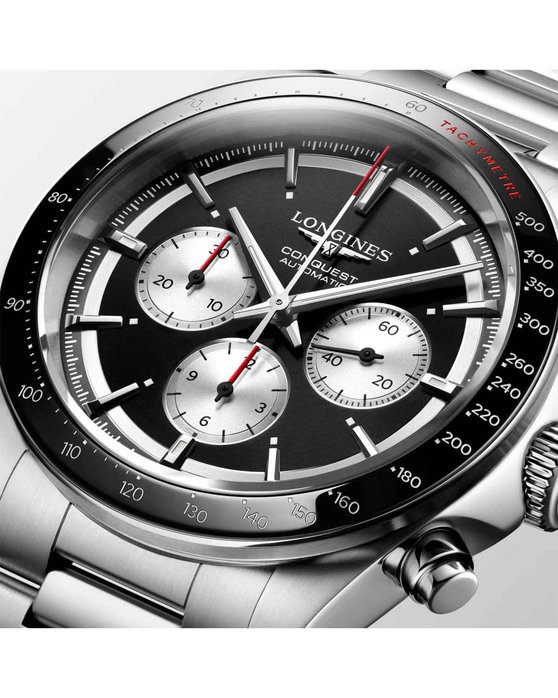 LONGINES Conquest Automatic Chronograph Silver Stainless Steel Bracelet