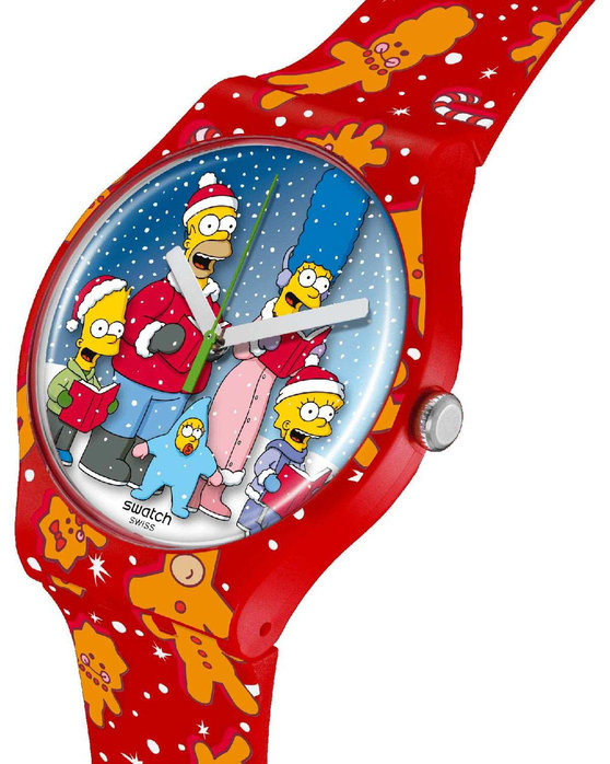 SWATCH Simpsons Wondrous Winter Wonderland Multicolor Silicone Strap