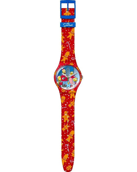 SWATCH Simpsons Wondrous Winter Wonderland Multicolor Silicone Strap