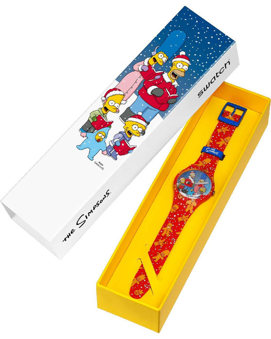 SWATCH Simpsons Wondrous Winter Wonderland Multicolor Silicone Strap