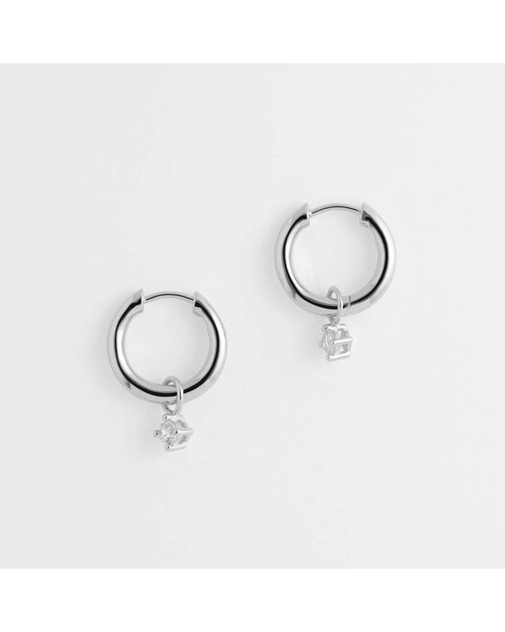 ESPRIT Belle Rhodium Plated Sterling Silver Hoop Earrings with Zircons