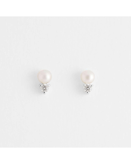 ESPRIT Tender Rhodium Plated Sterling Silver Earrings with Fresh Water Pearl and Zircons