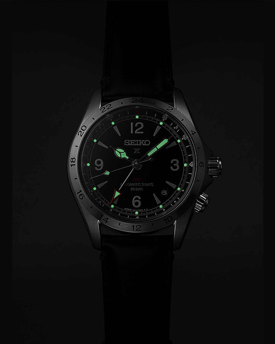 SEIKO Prospex Alpinist Automatic Dual Time GMT Black Leather Strap