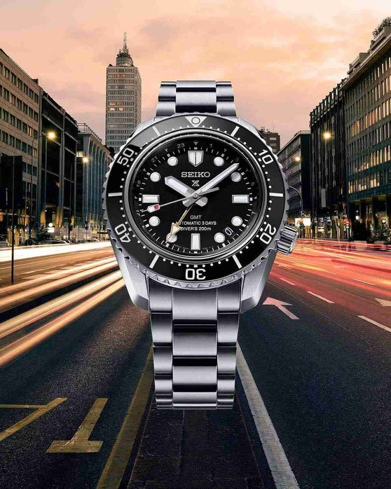 SEIKO Prospex Dark Depths Automatic Dual Time GMT Silver Stainless Steel Bracelet